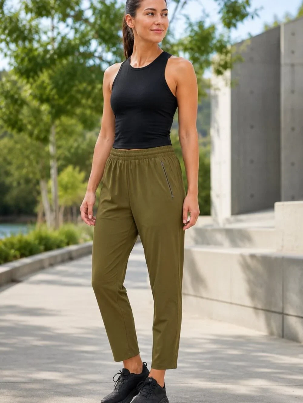 Outdoor Voices Zephyr RecPoly 26” Pant in Dark Olive Green Sz M